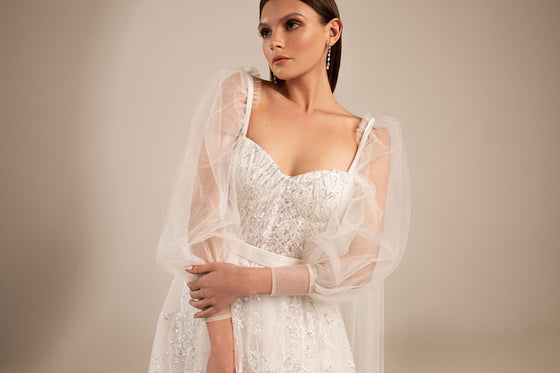 A line wedding dress with lace