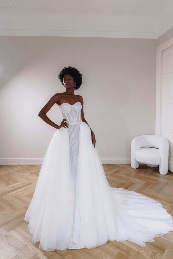 Glittery Corset Wedding Dress with Tulle Skirt Liana Glittery Corset Wedding Dress with Tulle Skirt Liana