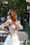 Bohemian wedding dress long sleeve_tulle bridal gowns_tulle wedding dress with sleeves