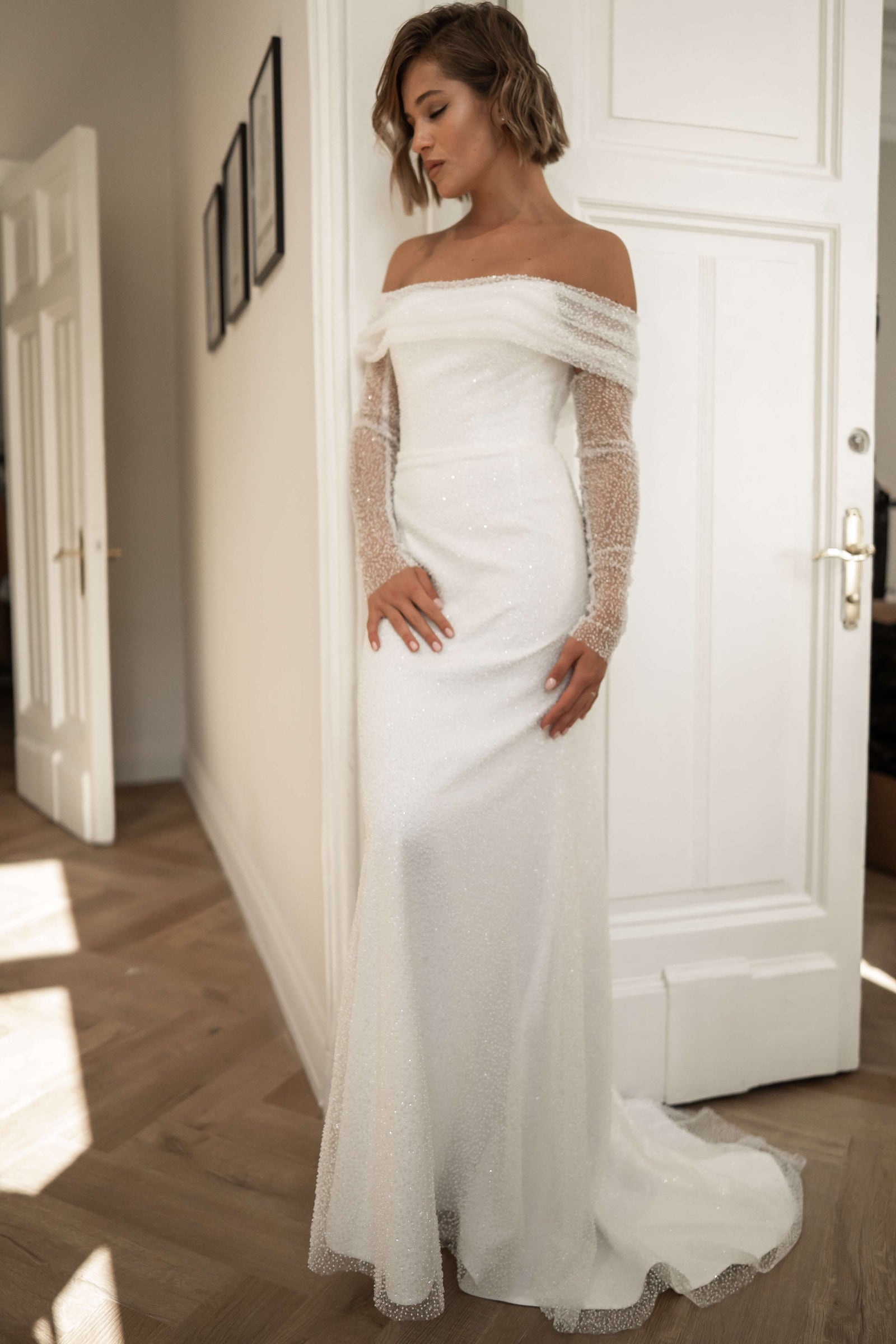 Beautiful Form-Fitting Wedding Dress with Beaded Detailing Patricia At ...