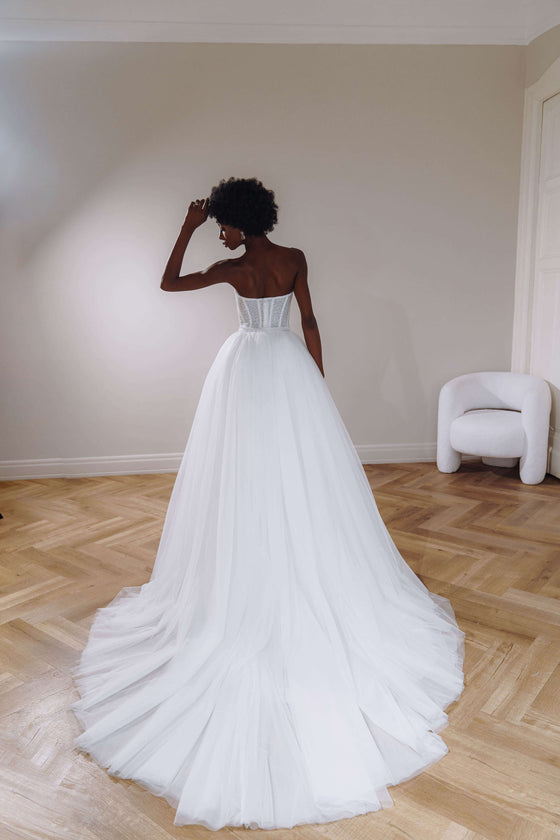 Glittery Corset Wedding Dress with Tulle Skirt Liana Glittery Corset Wedding Dress with Tulle Skirt Liana