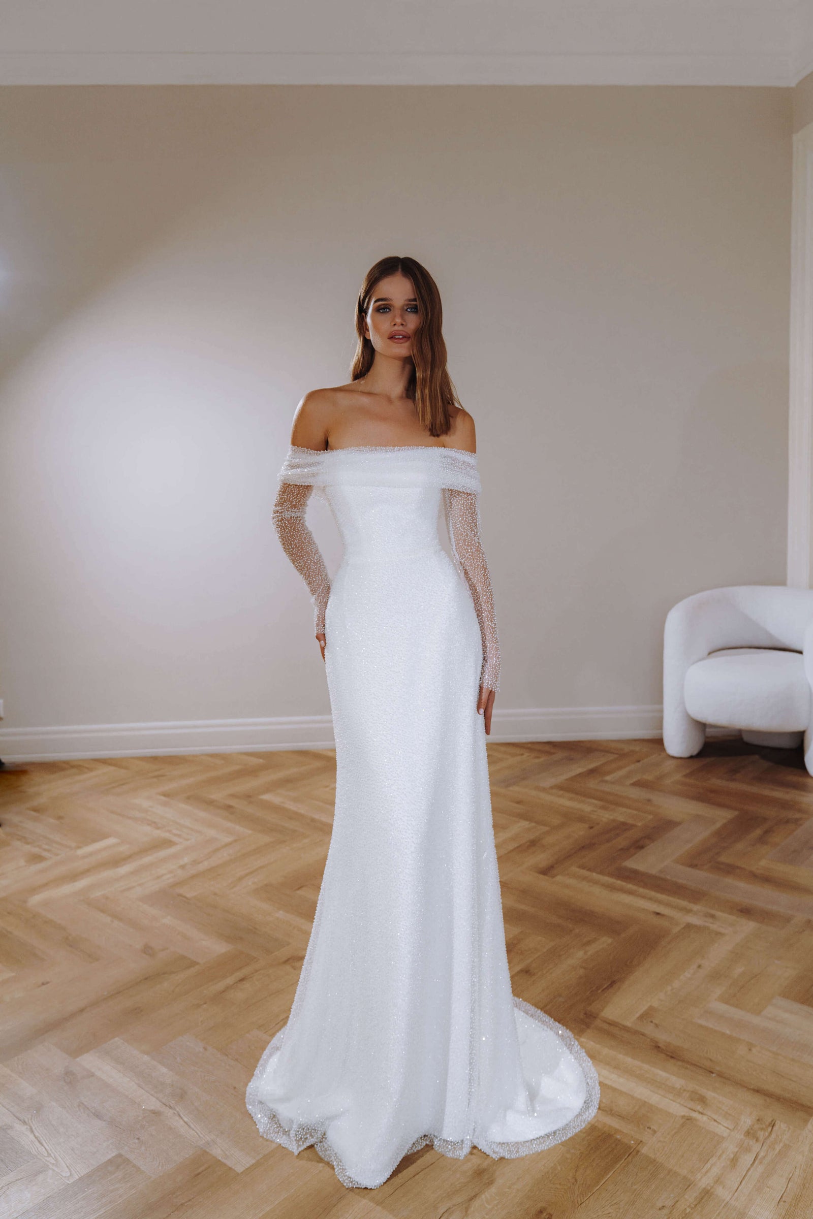 Beautiful Form-Fitting Wedding Dress with Beaded Detailing Patricia At