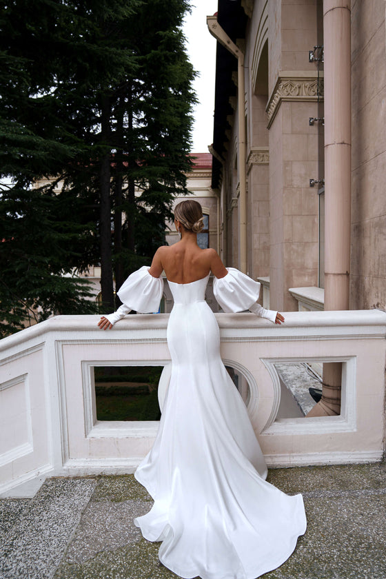 Puff Sleeve Wedding Dress_modern long sleeve wedding dress