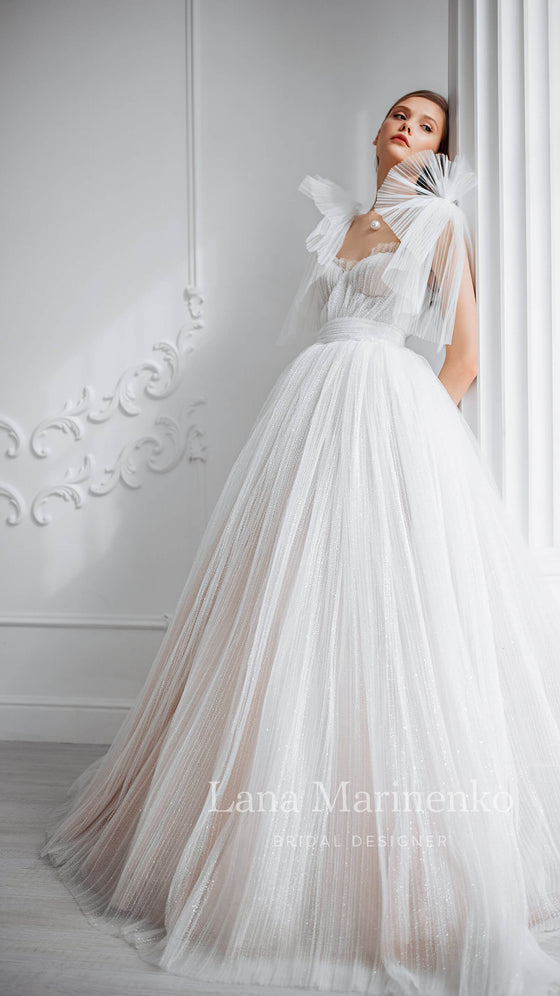 Ball Gown Wedding Dress Pleated Skirt