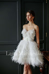 Short Feather Wedding Gown