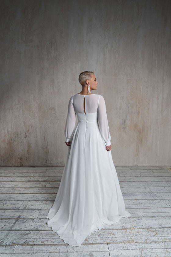 Simple elegant long sleeve wedding dress
