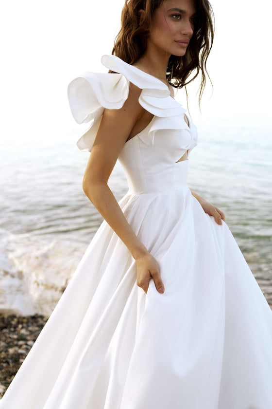 Simple elegant satin wedding dresses