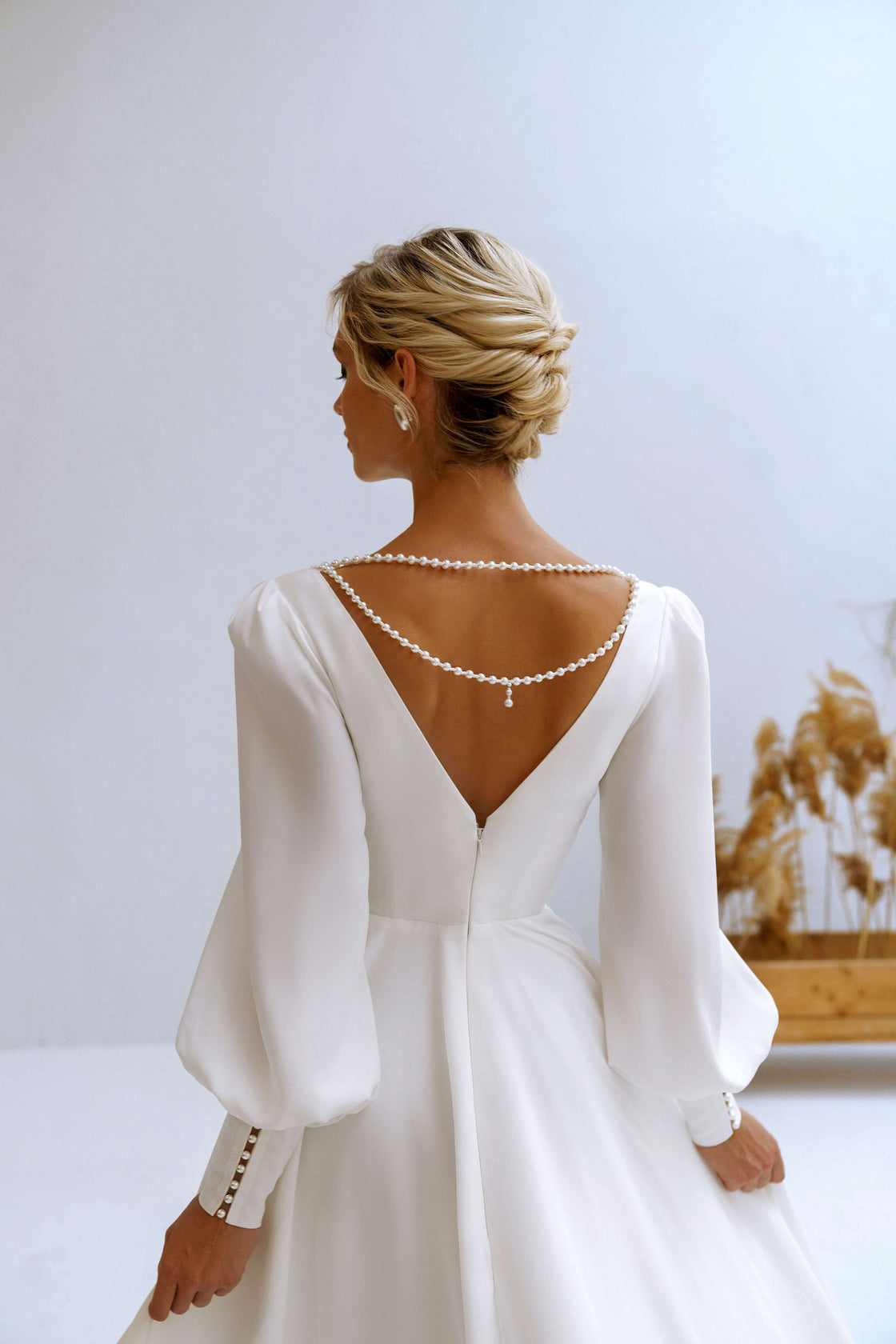 Charming Straps Bow Sleeveless A-Line Bridal Dresses, Simple Bow Back Wedding Dresses UQ1994