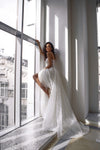 V neck wedding dress a line_A line wedding gown