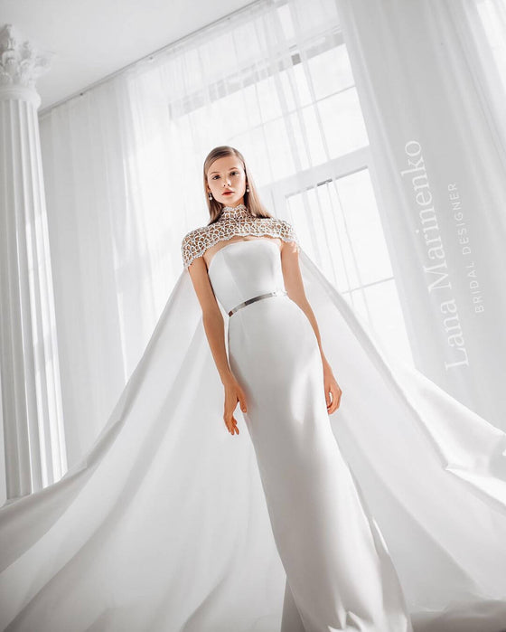 Wedding Dress With Long Cape