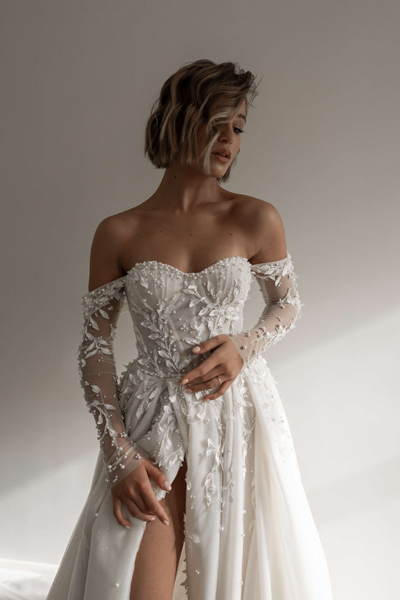 Wedding Dress With Sleeves Off The Shoulder
