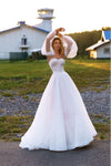 Wedding dress puff sleeves_A line corset wedding dress