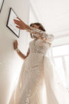 White lace sleeve wedding dress